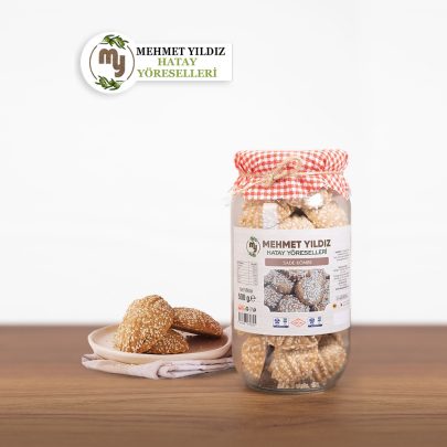 500 gramlık pakette doğal ve yumurtasız Hatay sade kömbesi.